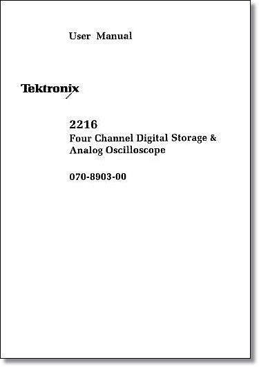 Tektronix 2216 User Manual: Comb Bound & Protective Plastic Covers