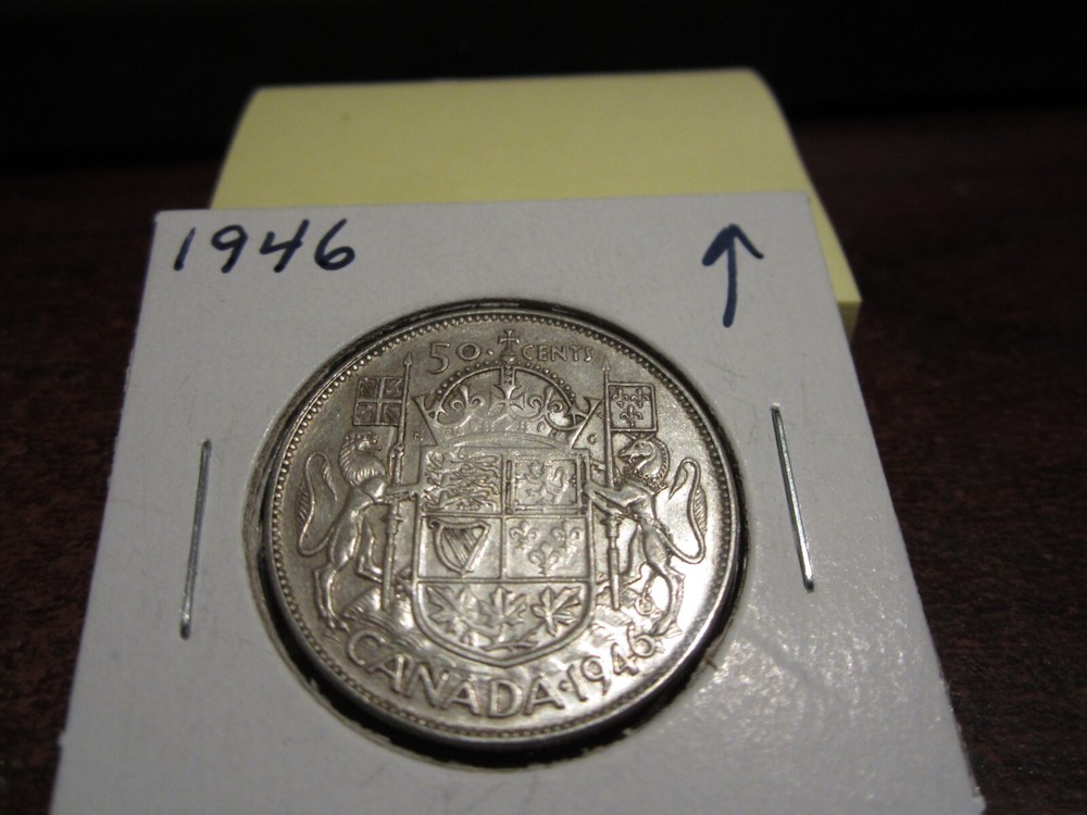 1946 - Canada Silver 50 cent - circulated Canadian half dollar