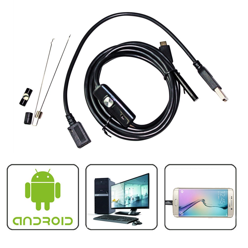 6 LED 7mm Endoscope Waterproof Inspection Borescope Camera 5M Cable For Android