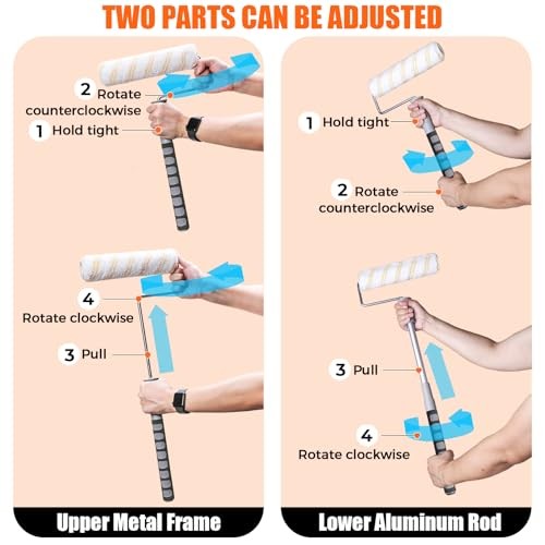 6pcs House Paint Roller Kit, 9 inch Extendable Roller Frame with 5 Microfiber