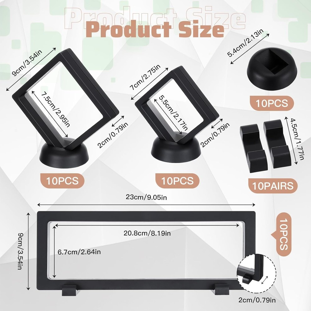 30 Pack 3D Floating Display Stand Frame Case Coin Black