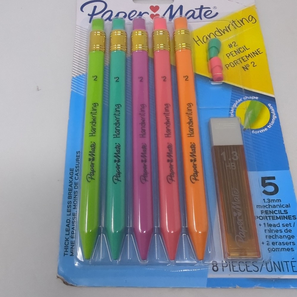 Paper Mate Handwriting Triangular Mechanical Pencil Set with Lead & Eraser 1.3mm