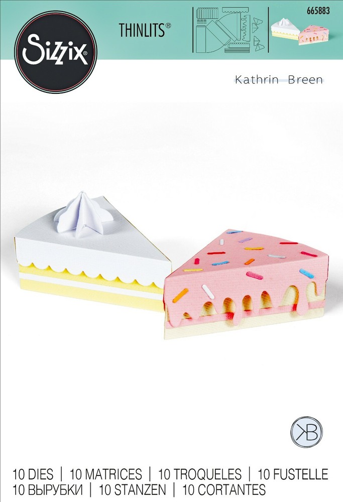 New Retired Sizzix Thinlits Cake Slice Box 10pc #665883 Retail $29.99 Kath Breen