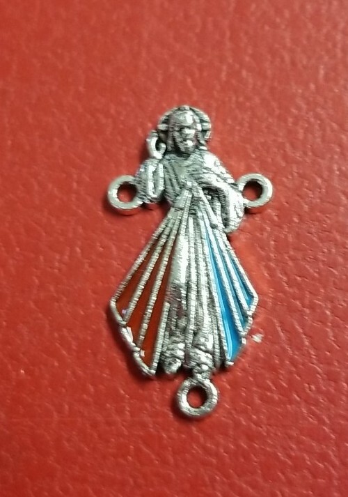 20 Blue & Red  ENAMEL Rosary Part Centerpiece  JESUS CATHOLIC