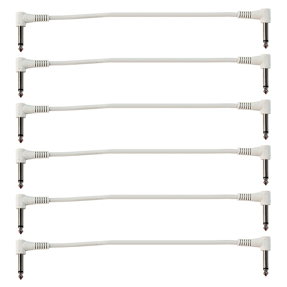 ZoZo White 12-inch Right-Angle 1/4" Patch Cables, 6-Pack