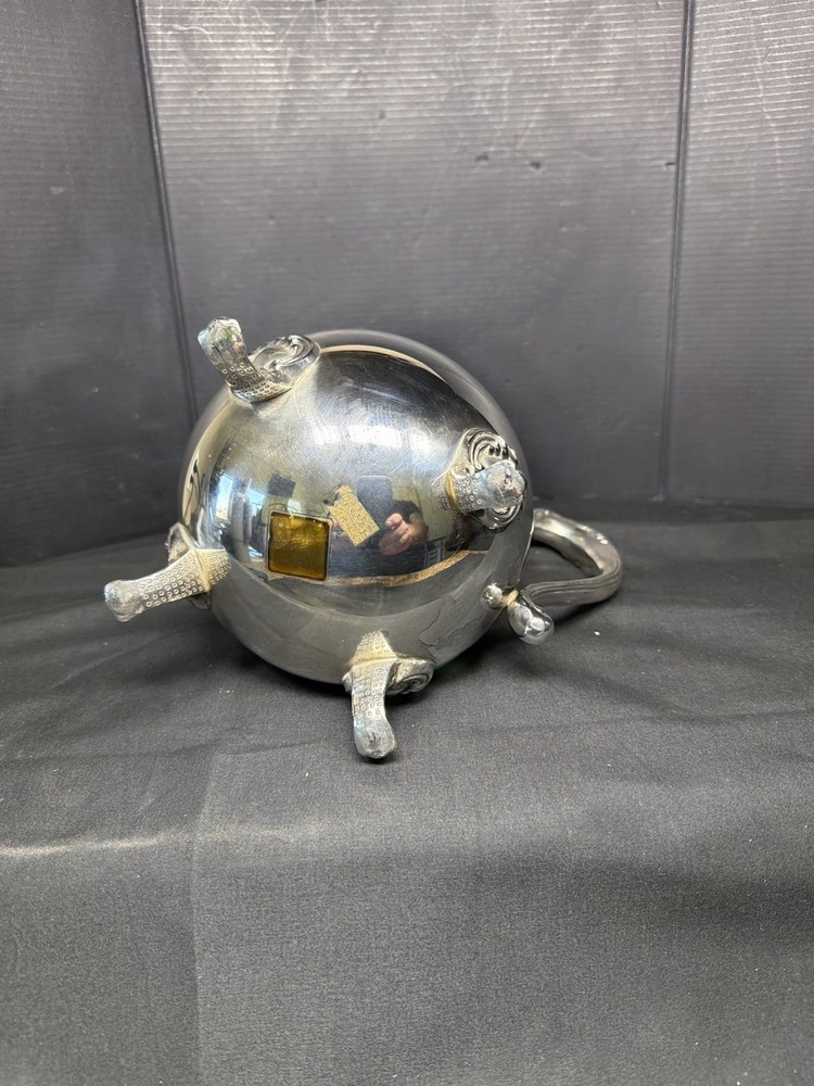 Sheridan Silverplate Pitcher Footed Ornate Handle