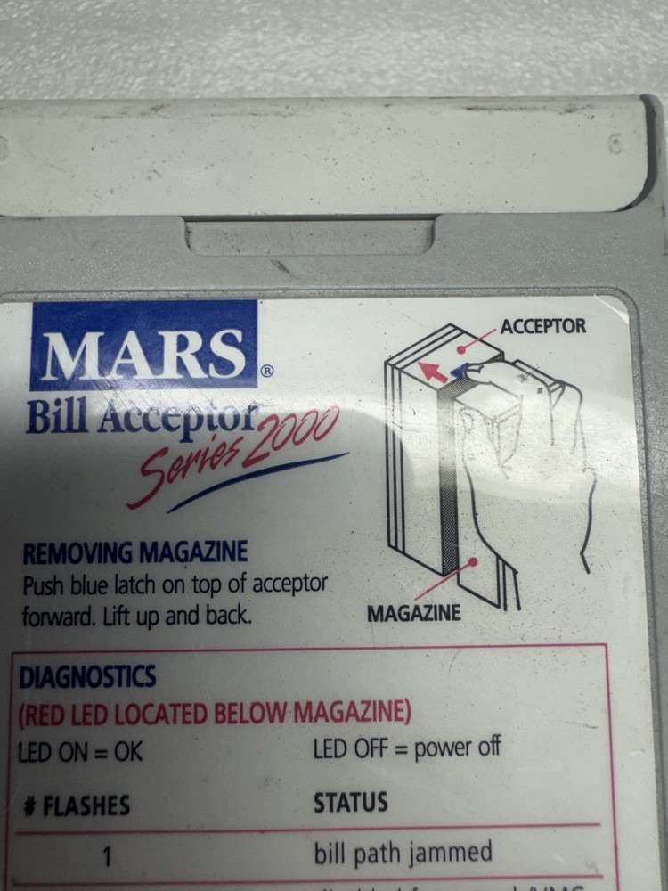 Mars Bill Acceptor 2000 Series