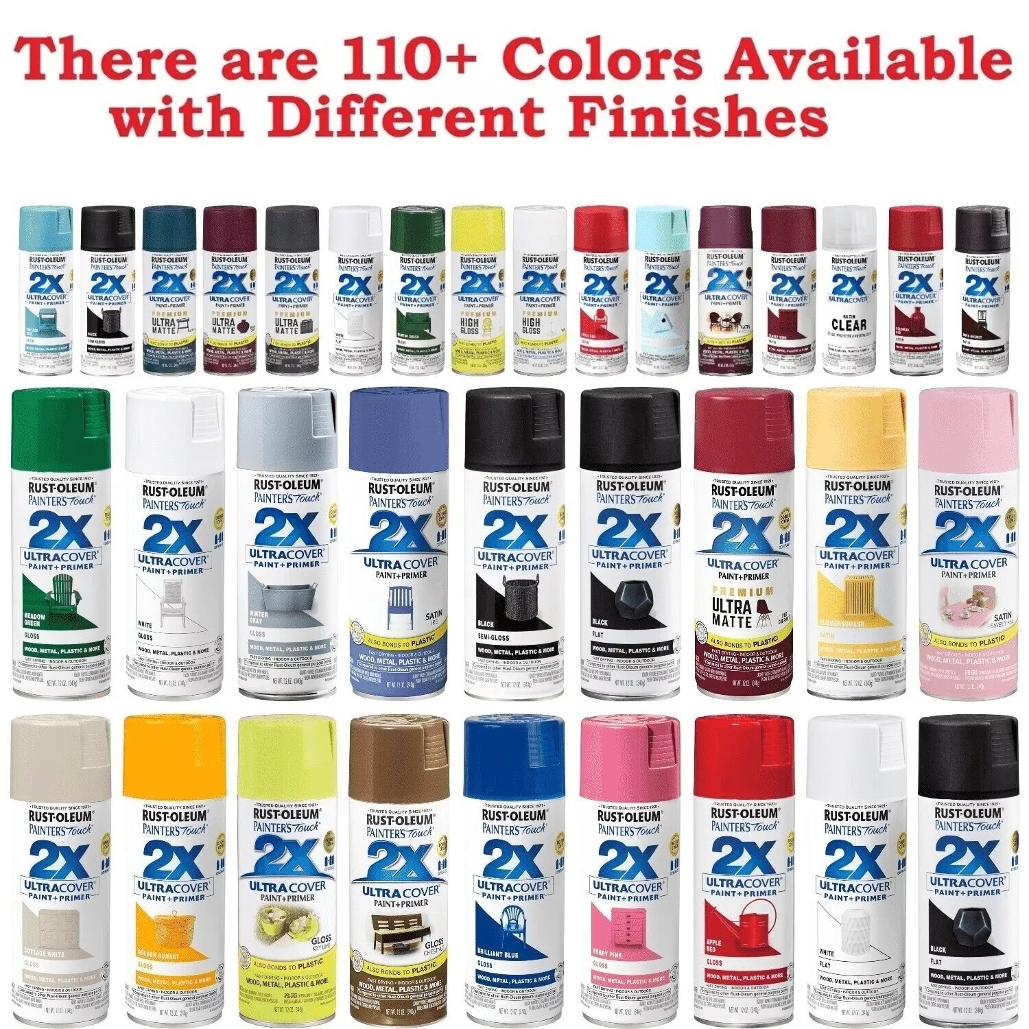 Rust-Oleum Painter's Touch 2X Ultra Cover Spray Paint, 12 oz, 110+ Colors