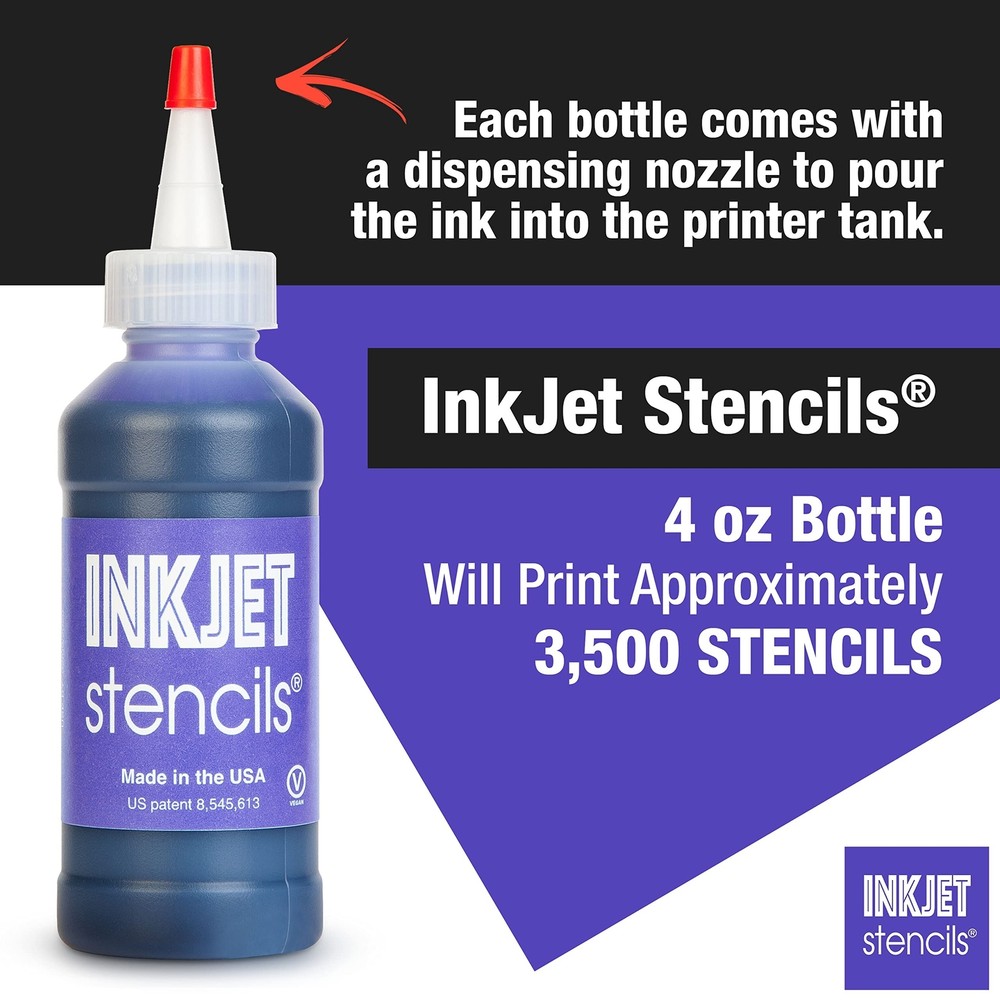 Refill Stencil Ink Compatible for Stencils Printer Ink (Violet, 4-Oz Bottle)