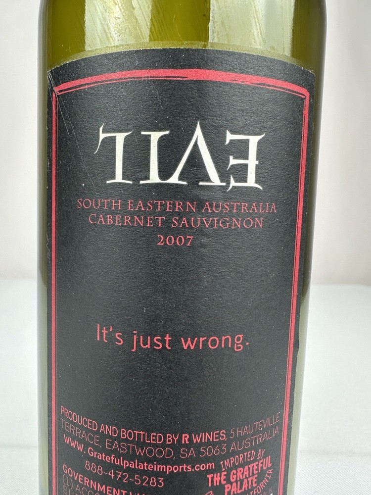 EVIL South Eastern Australia Cabernet Empty Green Bottle