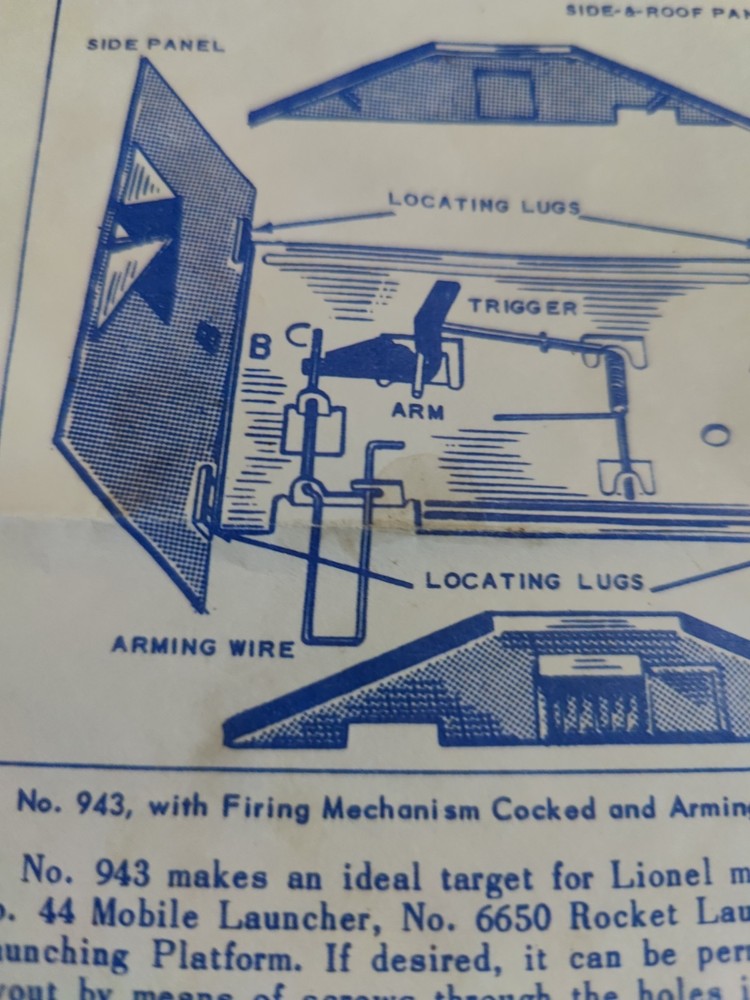 Lionel Number 943 Exploding Bunker Car Instruction Dated 9-59