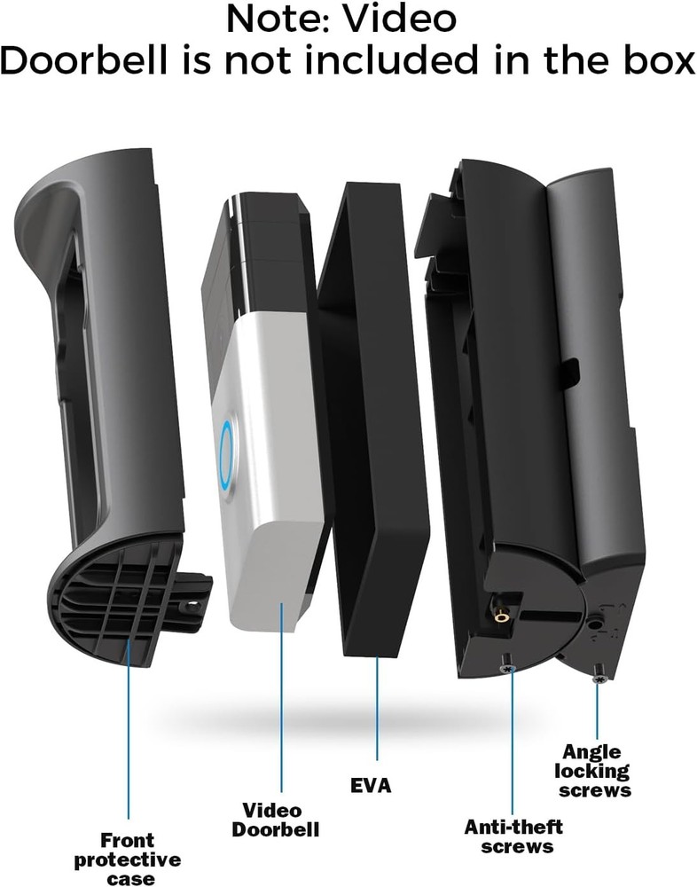 Adjustable 360° Degree Doorbell Angle Mount Compatible with Black