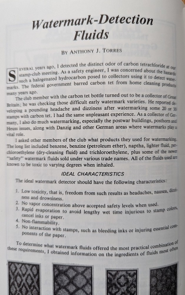 German Postal Specialist Jan '86 Watermark Detection Fluids Heinrich Von Stephen