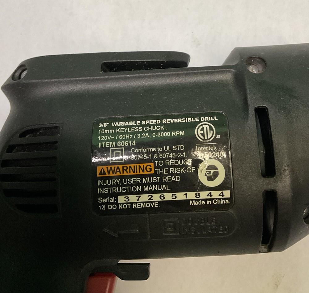 DRILL MASTER 3/8" VARIABLE SPEED REVERSIBLE Corded DRILL 60614
