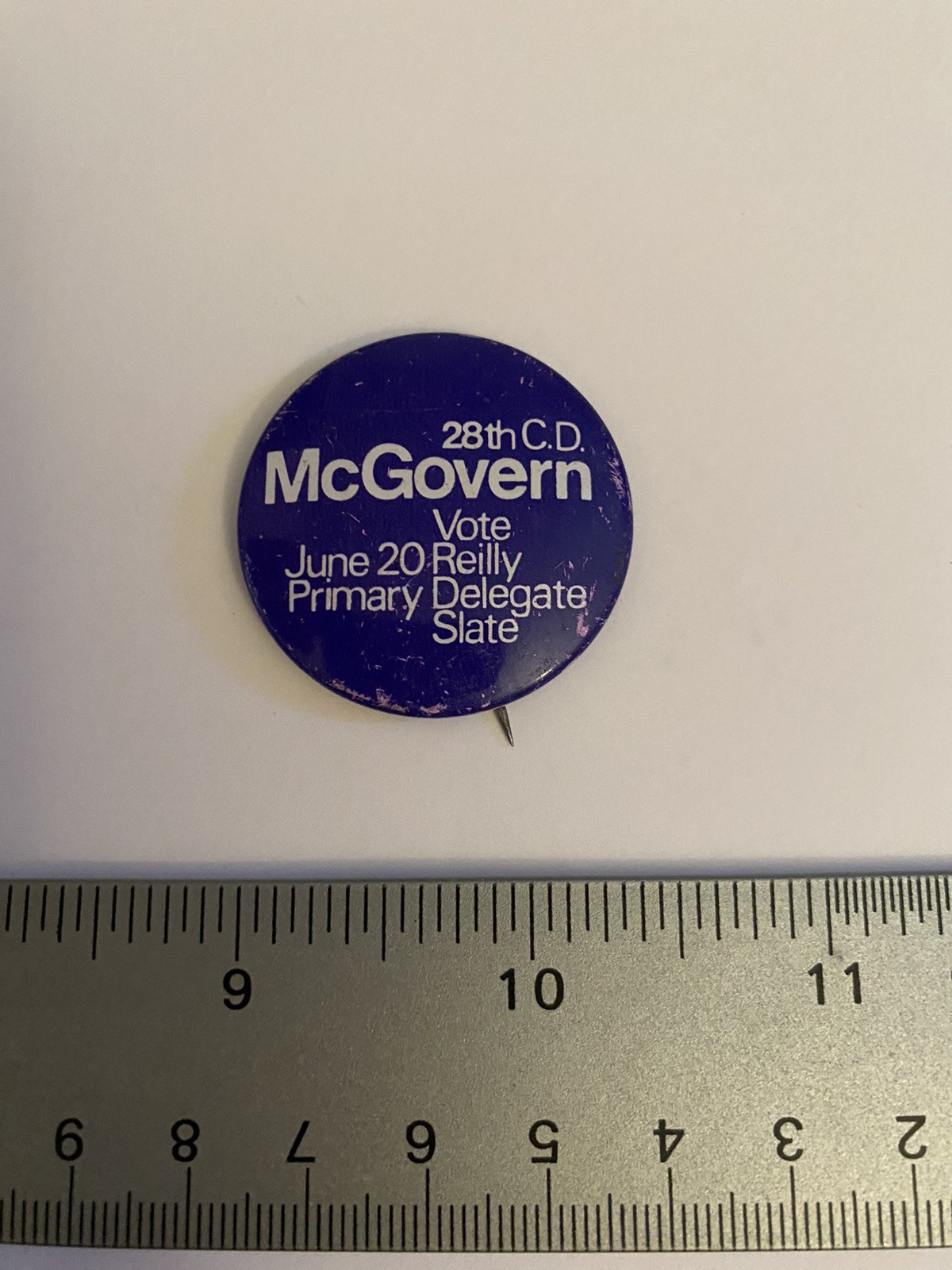 McGovern June 20 Primary Vote Reilly Political Pin Back Button P160