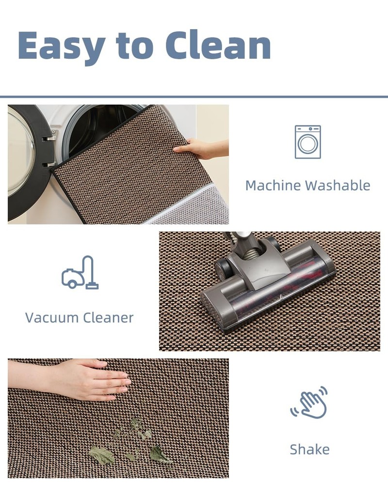 PADOOR Non-Slip Bath-Mats, Rubber-Backing 20''x32'' Rectangular, Black
