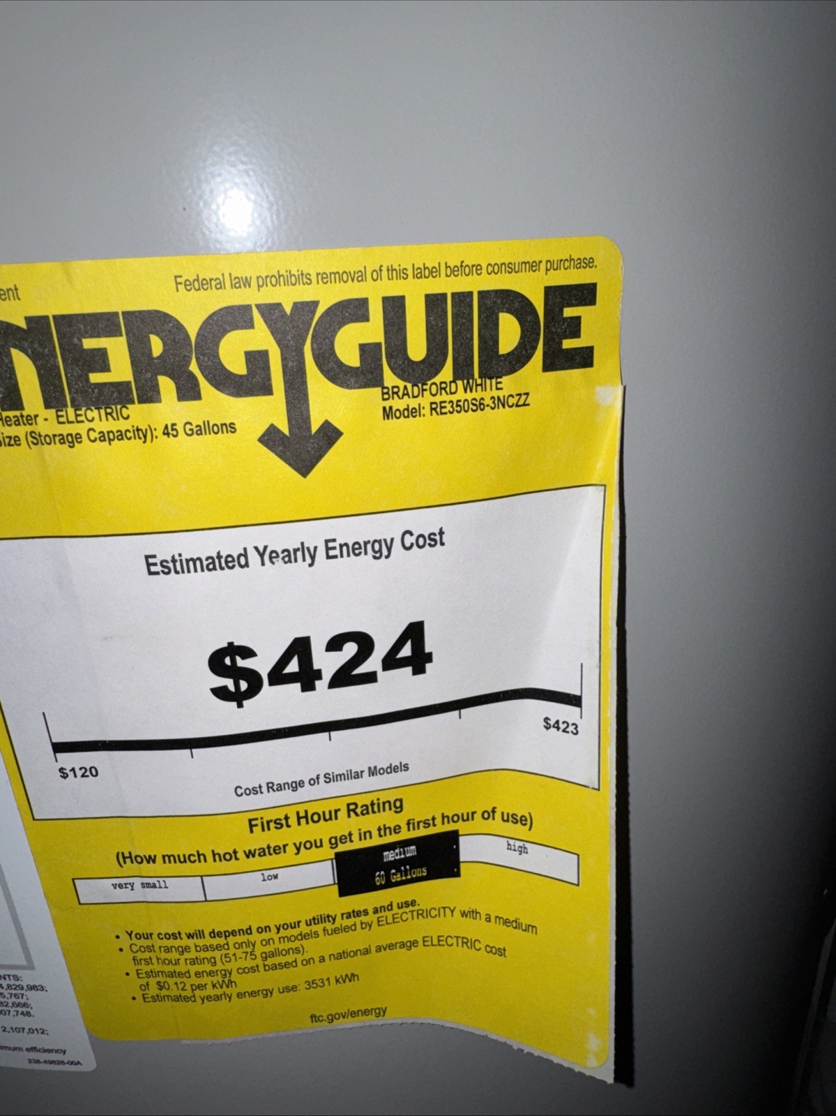 Bradford White 3 Phase Water Heater 50 Gallon 6000 Watt RE350S6-3NCZZ