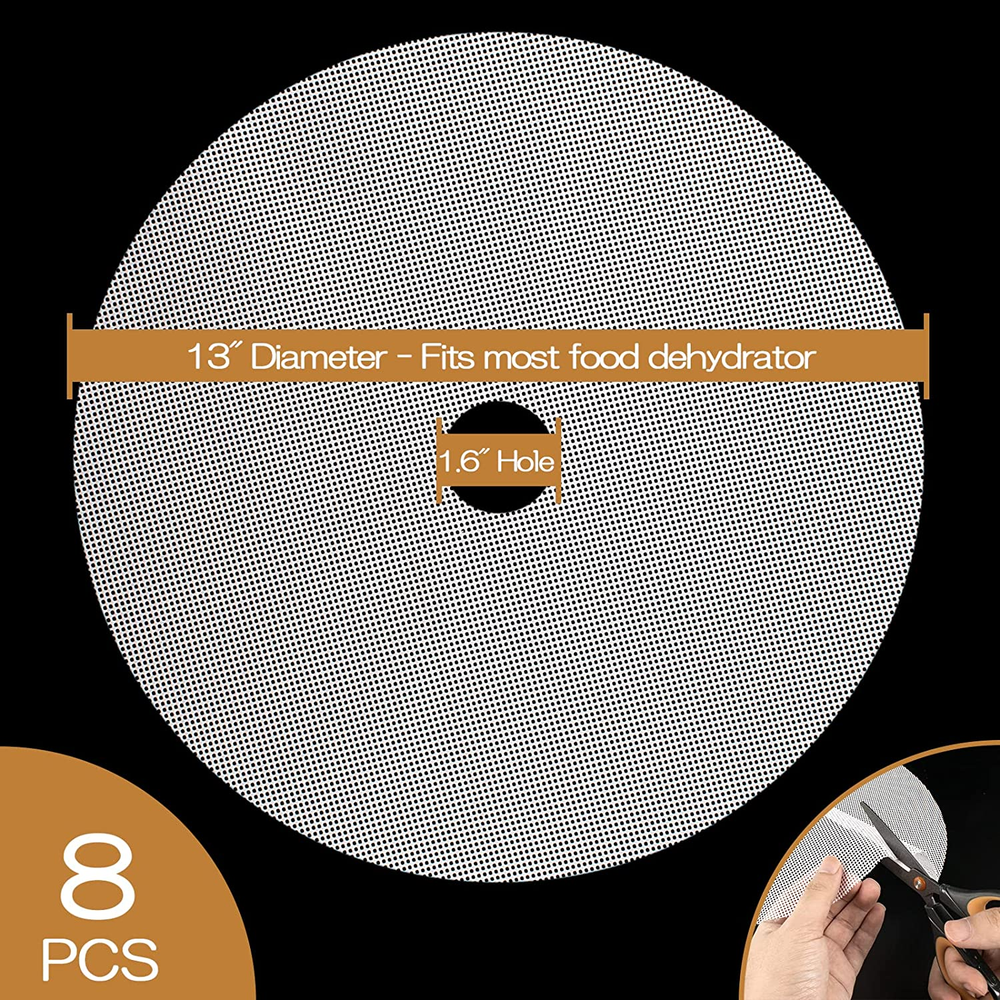 8 Pack round Silicone Dehydrator Sheets Premium Non Stick Silicone Mesh for