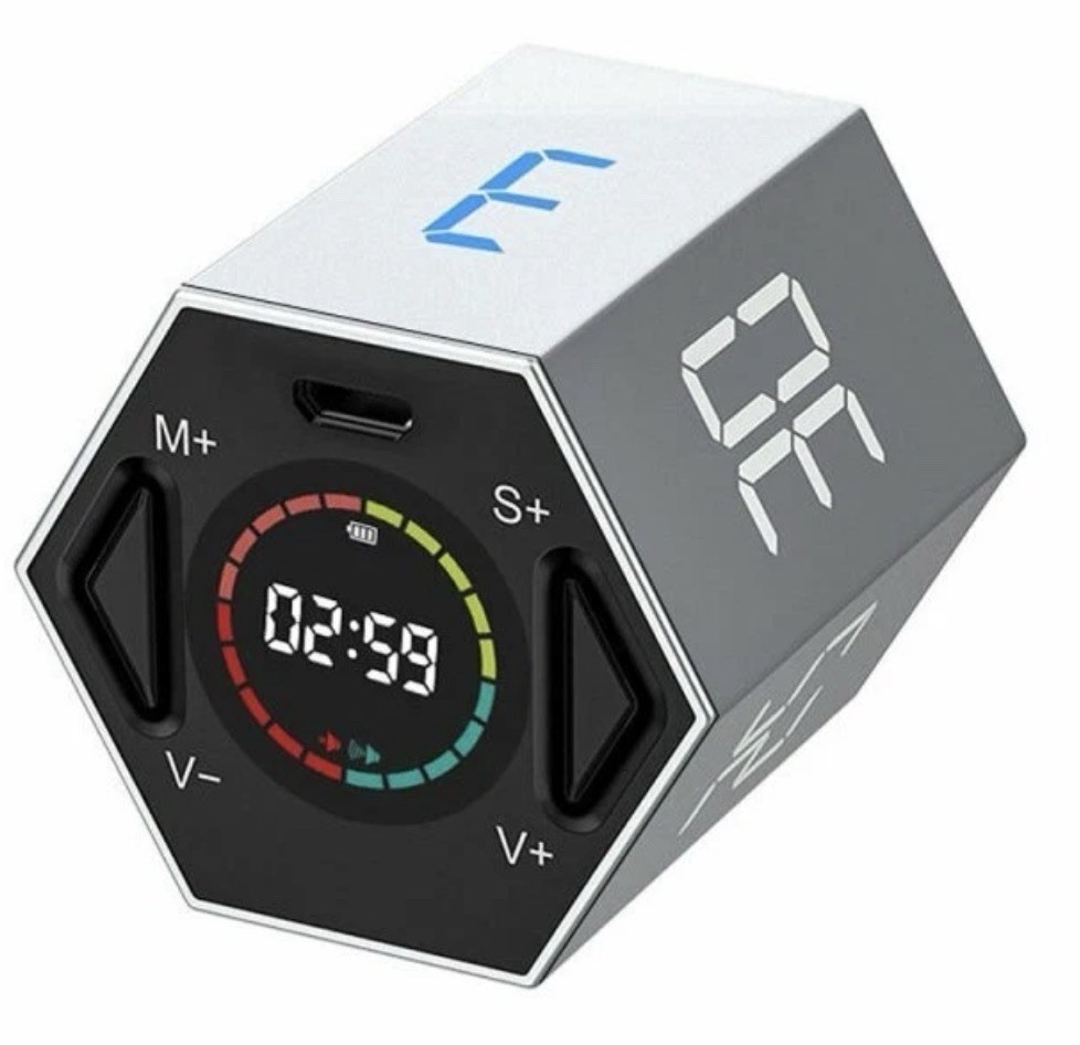 Ticktime Pomodoro Timer Cube, Hexagon Productivity Timer, Pause & Resume, Llano