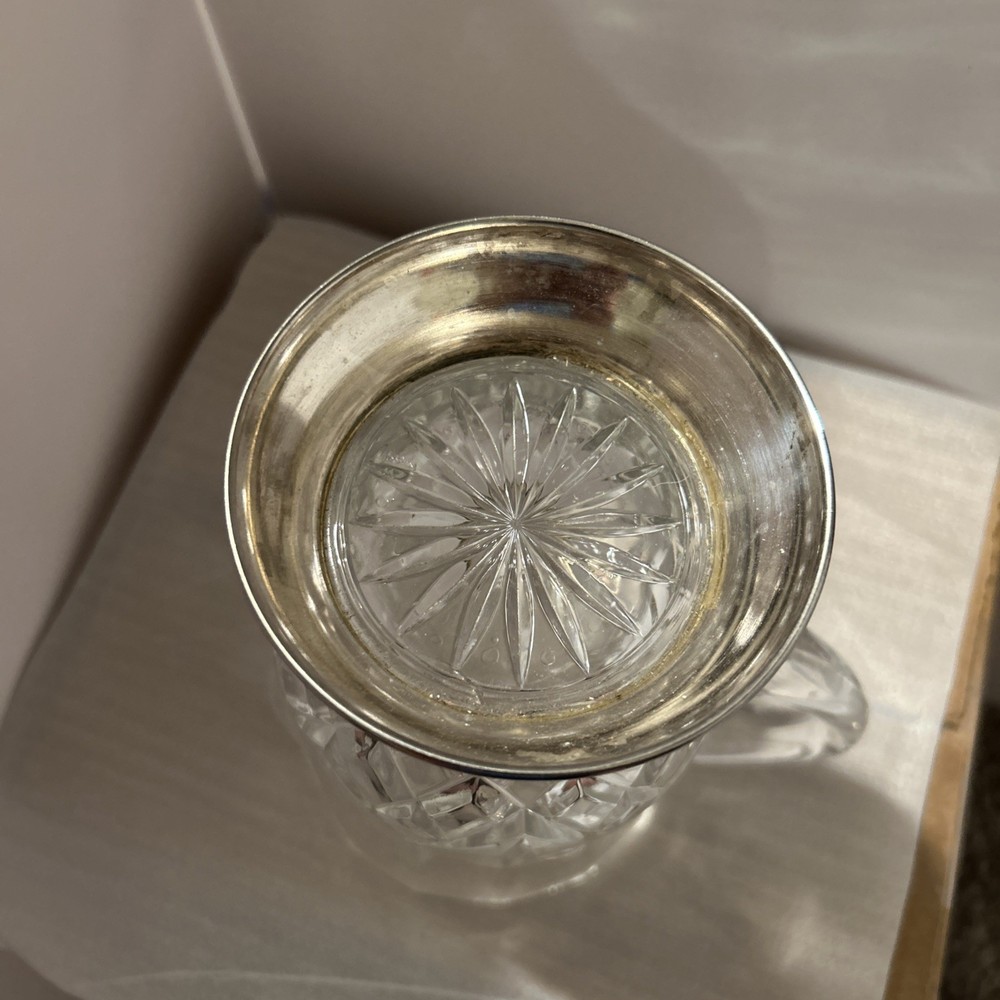 William Adams Crystal Pitcher With Silver Plated Base