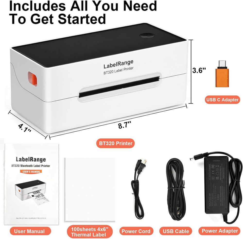Labelrange Ecommerce Label Printer 4X6, Thermal Shipping Label Printer, Support