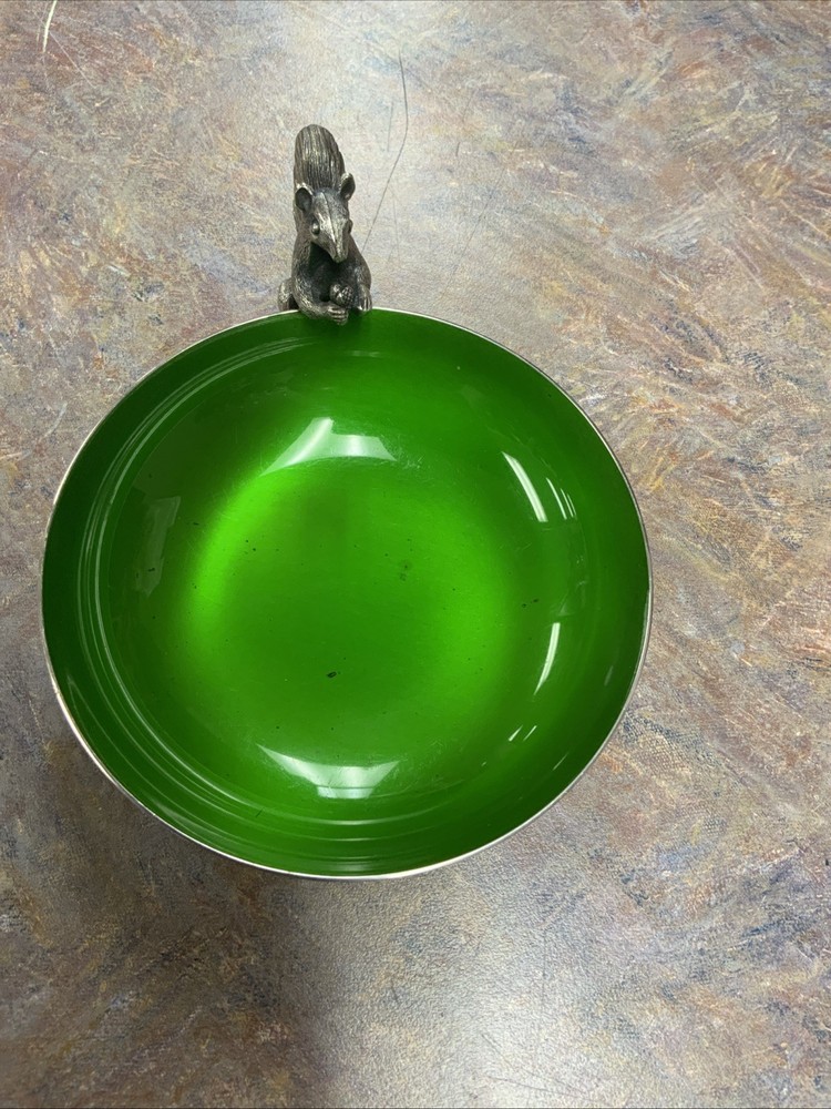 REED AND BARTON GREEN ENAMEL  NUT DISH