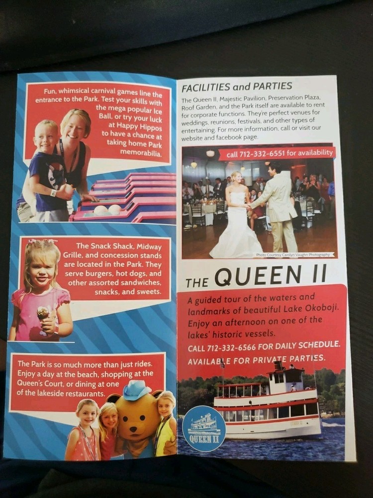 2014 Arnolds Park Amusement Theme Park Brochure Map Guide
