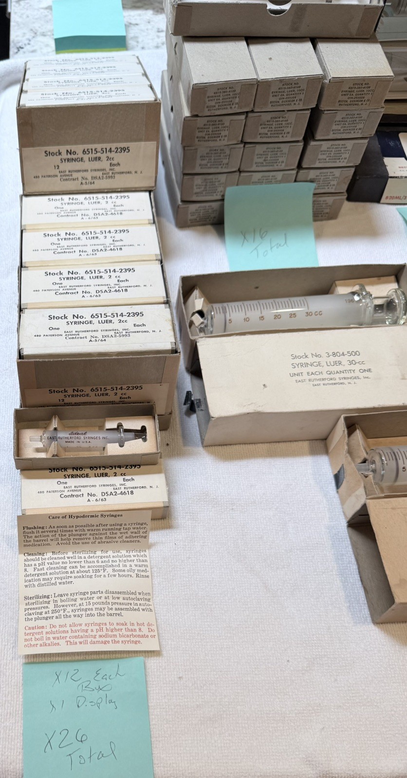 Vintage New/Old Stock Hospital Medical Syringe Equipment WW2-1950’s