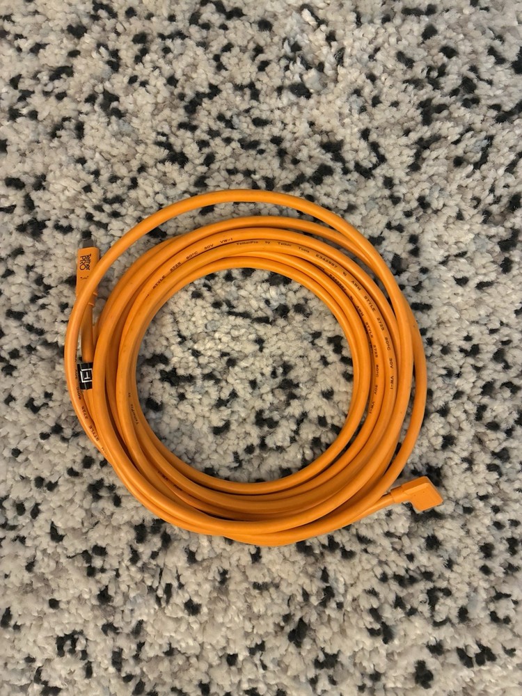 TetherPro 15' USB-C to 3.0 Micro-B Right Angle Cable, High-visibility Orange
