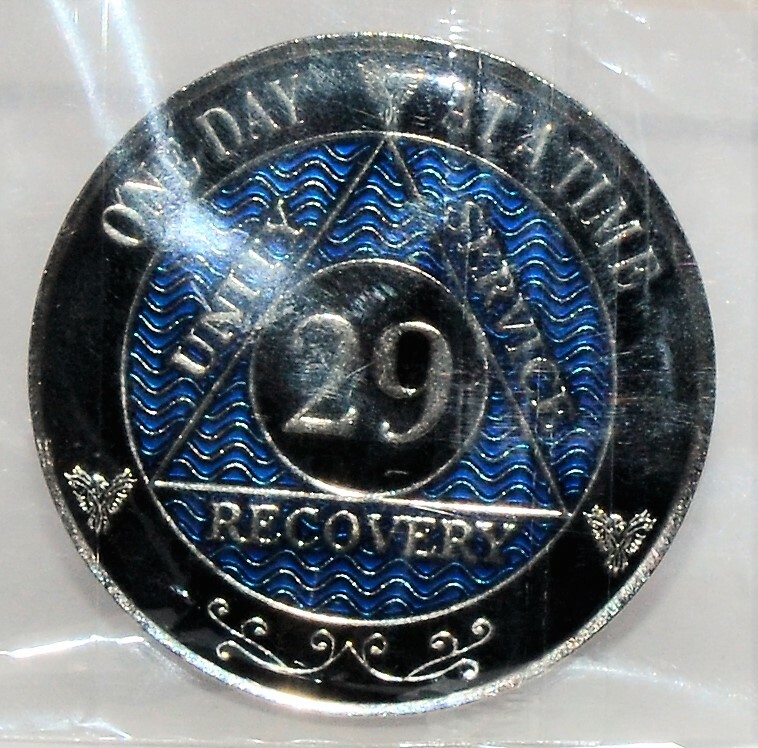 29 Year AA Recovery Medallion - Blue Simply Minimal