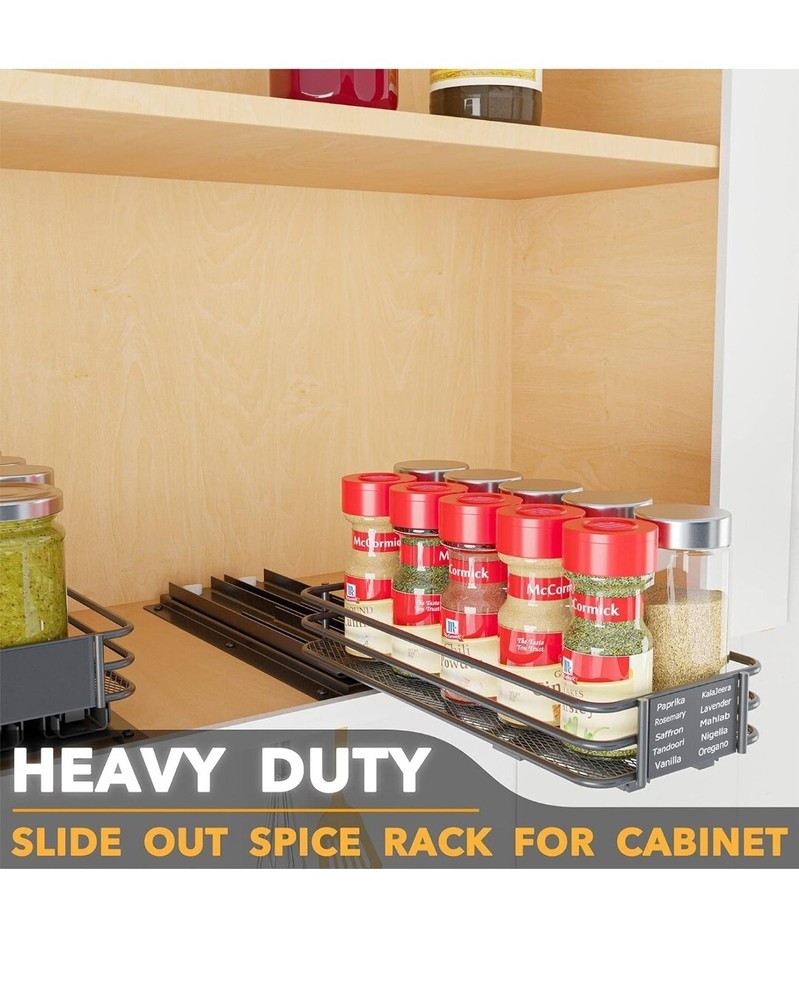 SpaceAid Pull Out Spice Rack Organizer for Cabinet, Heavy Duty Pull Out