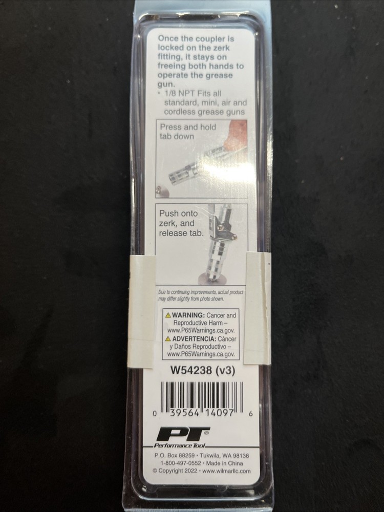 Performance Tool W54238 Locking Coupler For Grease Gun Thumb Action