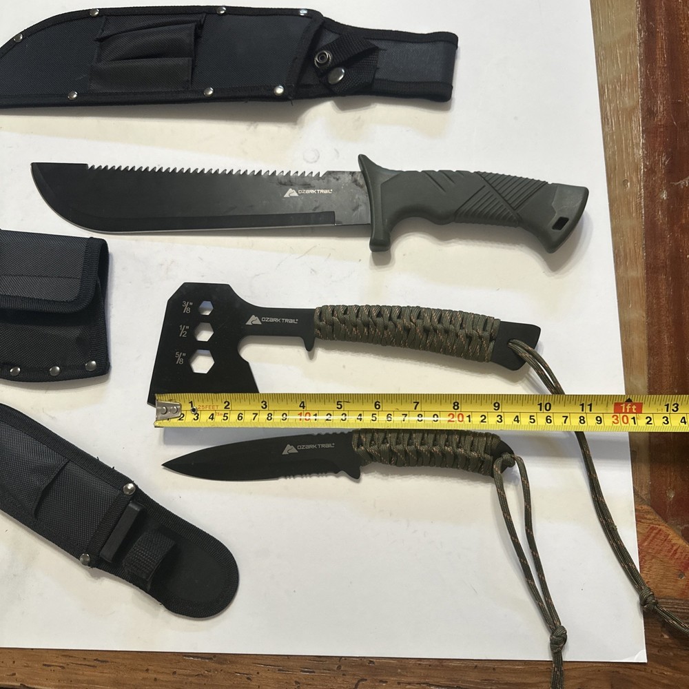 New Ozark Trail Camping Set Machete Axe Knife Combo