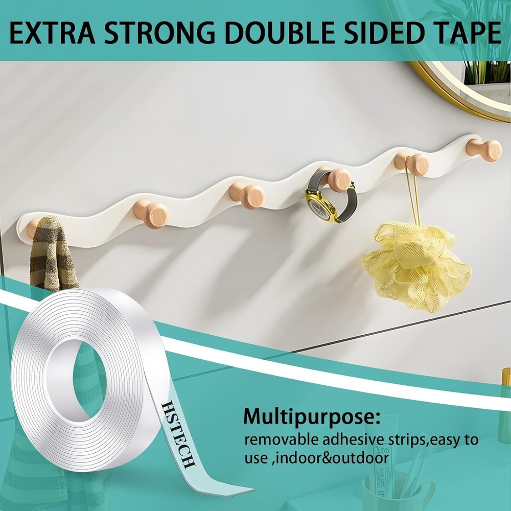 Heavy Duty 10ft Double Sided Acrylic Tape - Clear, Removable Adhesive Solution