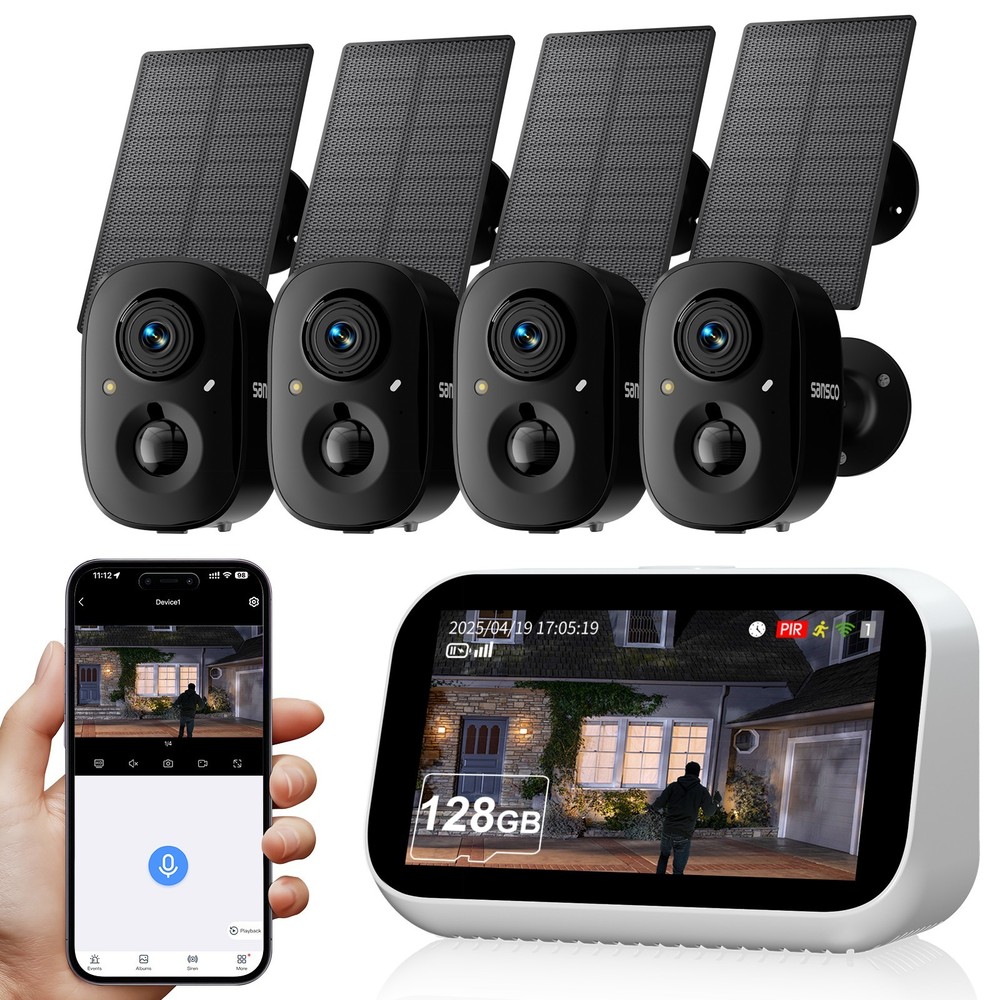4MP Wireless Security Camera System Wifi Solar Battery Powered 2 Way Audio