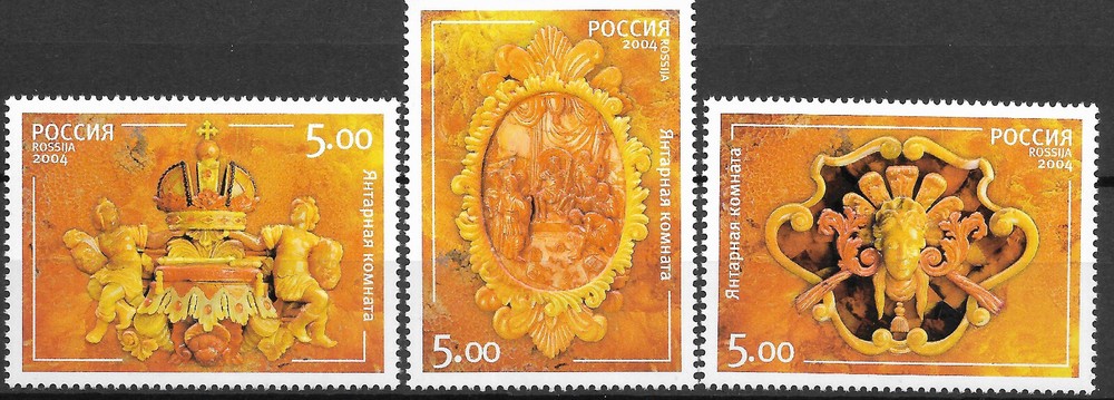 2004 Russia Mi. 1177-79 **MNH Restoration of Amber Room