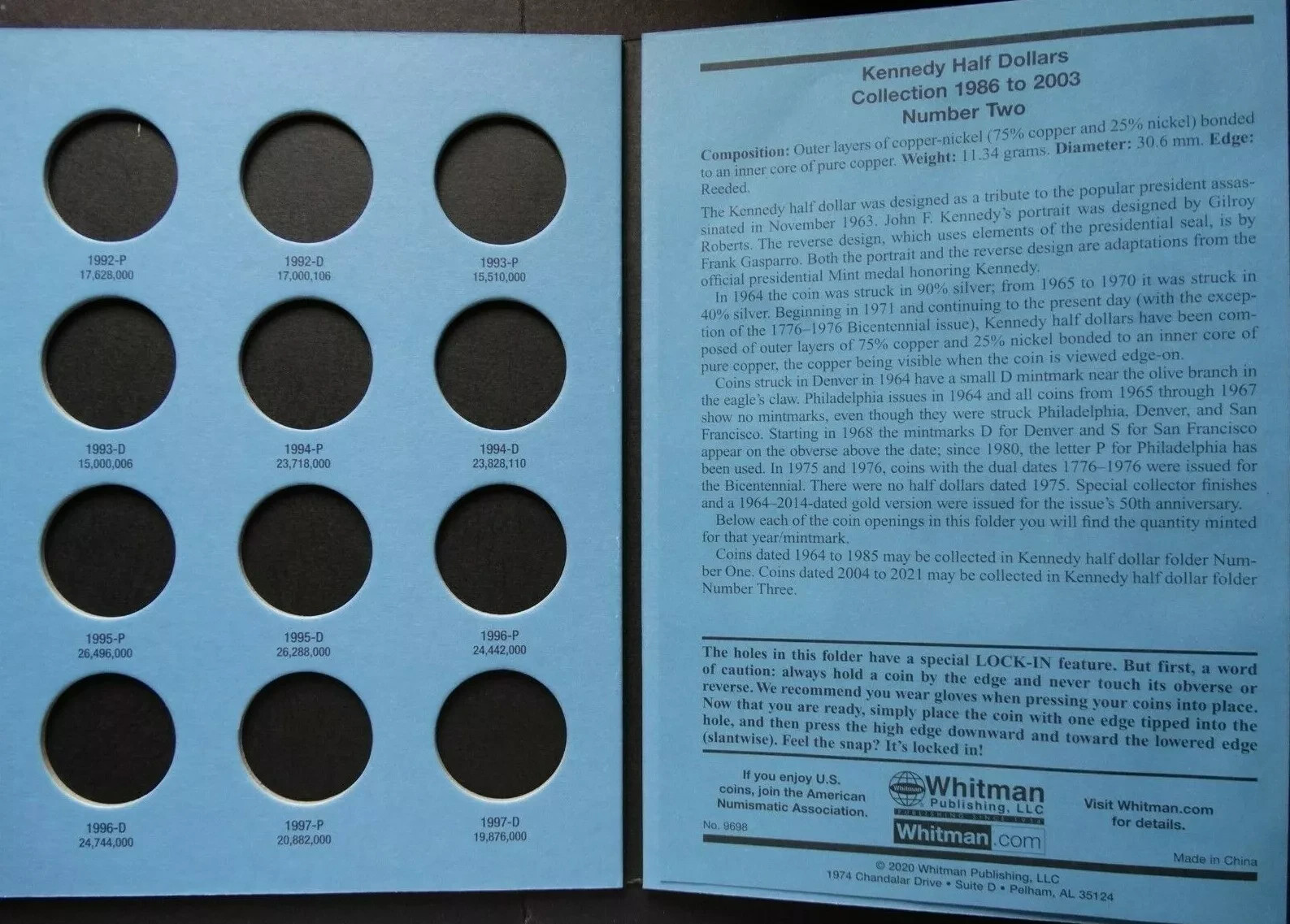 Set of 4 - Whitman Kennedy Half Dollar Coin Folders Number 1-4 1964-2025 Book