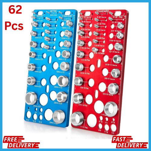 62 Pcs Nut and Bolt Thread Checker - 25 Standard + 25 Metric Thread Gauges