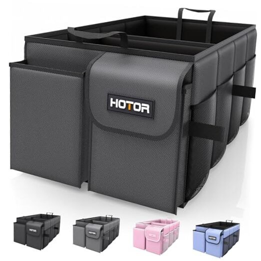 Foldable Trunk Organizer - SUVs & Sedans, Sturdy Car Organization Large Black