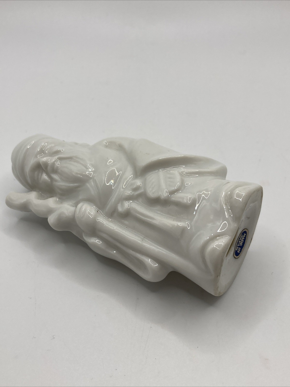 Vintage Old Wise Man Monk With Stick White Glazed Figurine Japan 3.75”