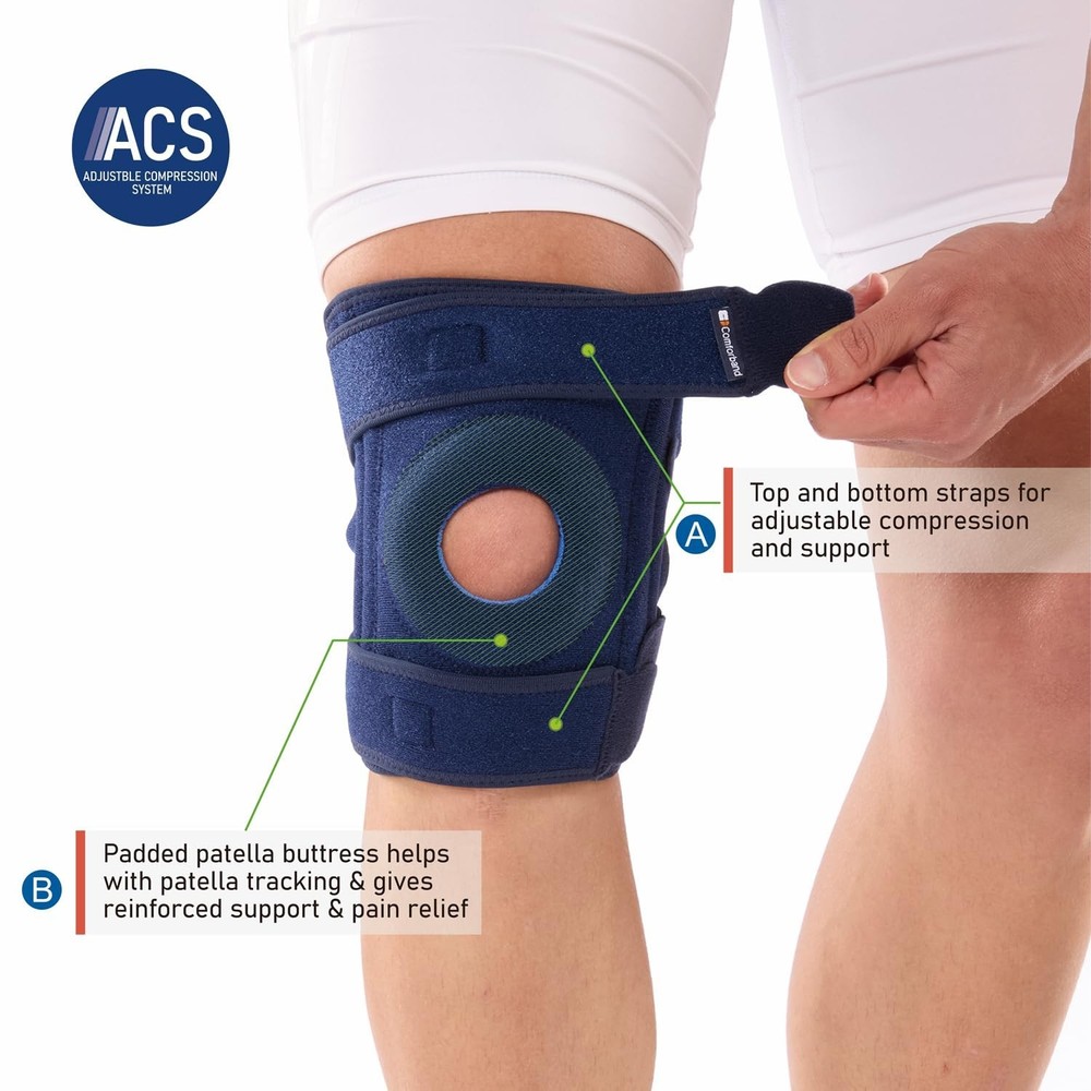 Adjustable Knee Brace Support, with Side Stabilizer – Patellar Tendon Supp