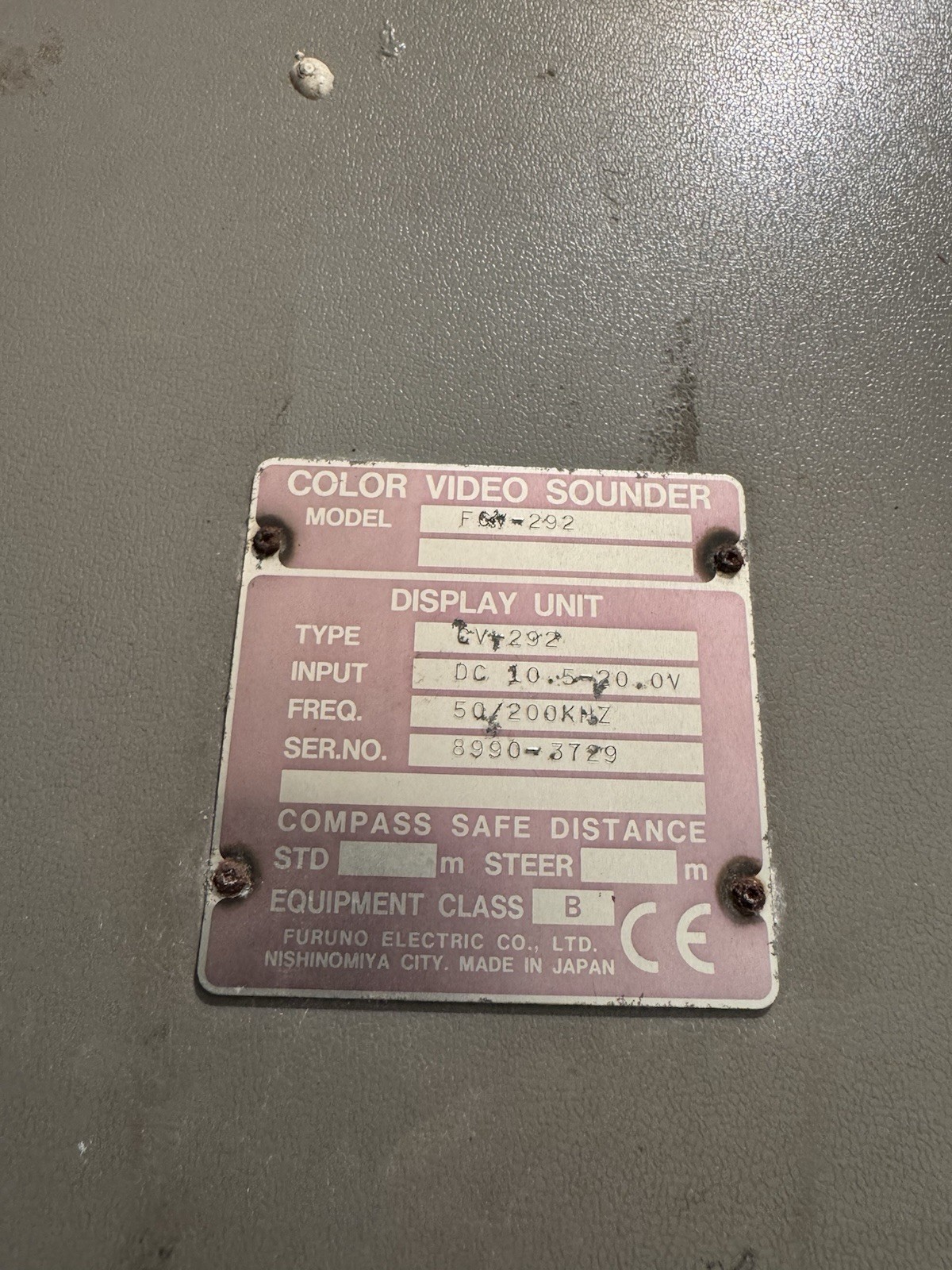 Furuno FCV-292 Color CRT Sounder - 50/200 kHz Untested As Is Estate Find