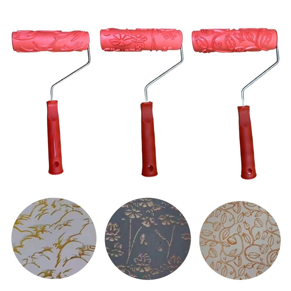 7" DIY Embossing Patterned Paint Roller Paint Art Tool Replace Parts for Wall