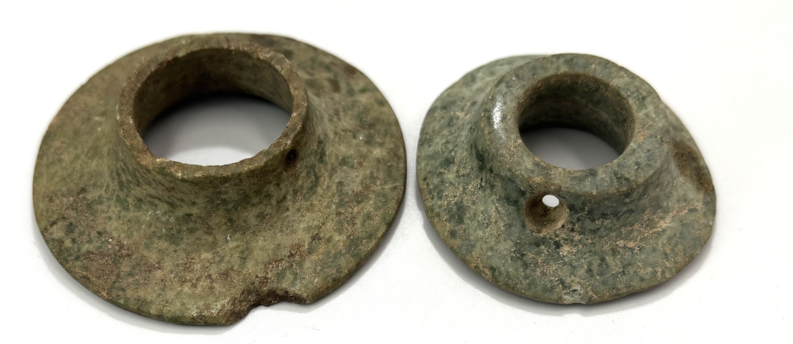 Pair Pre-Columbian Jade Mayan Ear Spools Artifacts