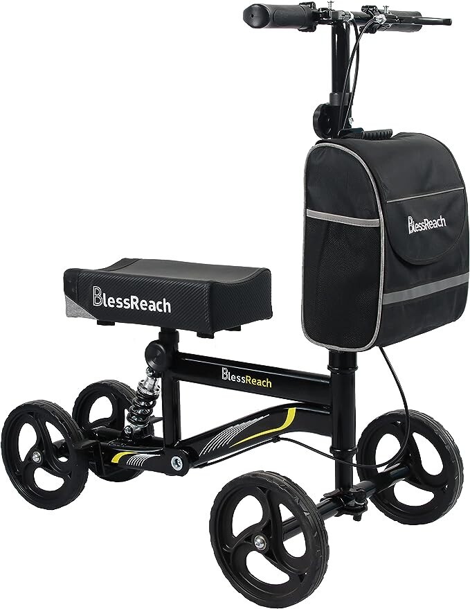 Knee Scooter, Steerable Knee Walker, Foldable Scooters BlessReach BLACK
