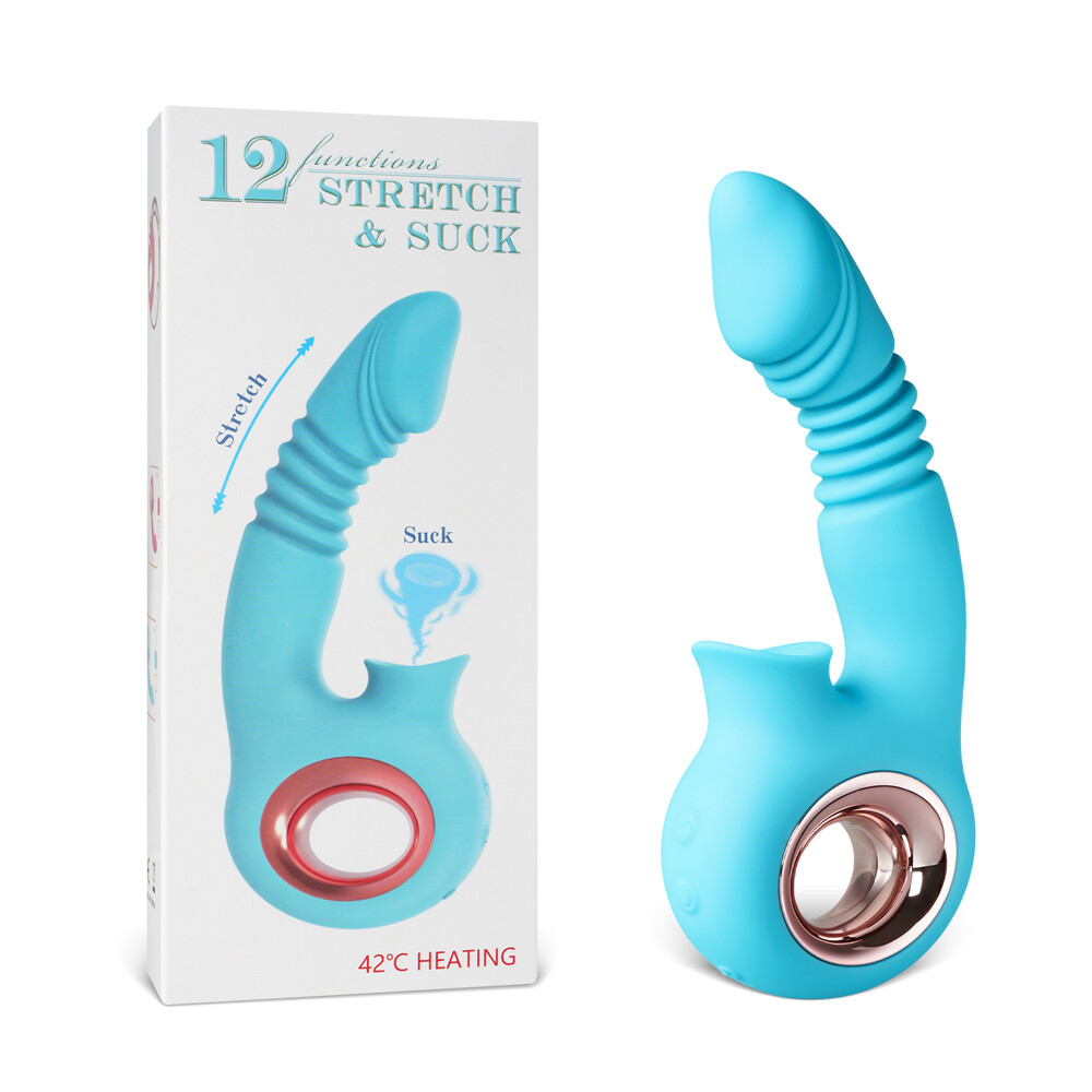 Rechargeable Silicone Thrusting & Sucking Rabbit Vibrator Loop Handle 12 Speed