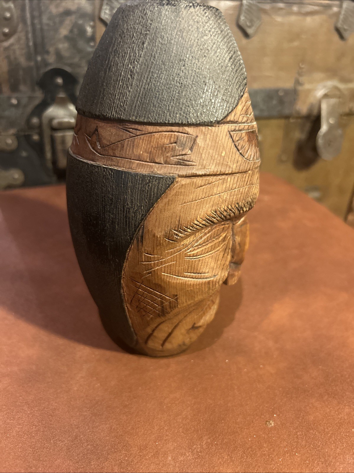 Antique Native American Hand Carved Medicine Man Cedar Mask Head Sculpture Rare