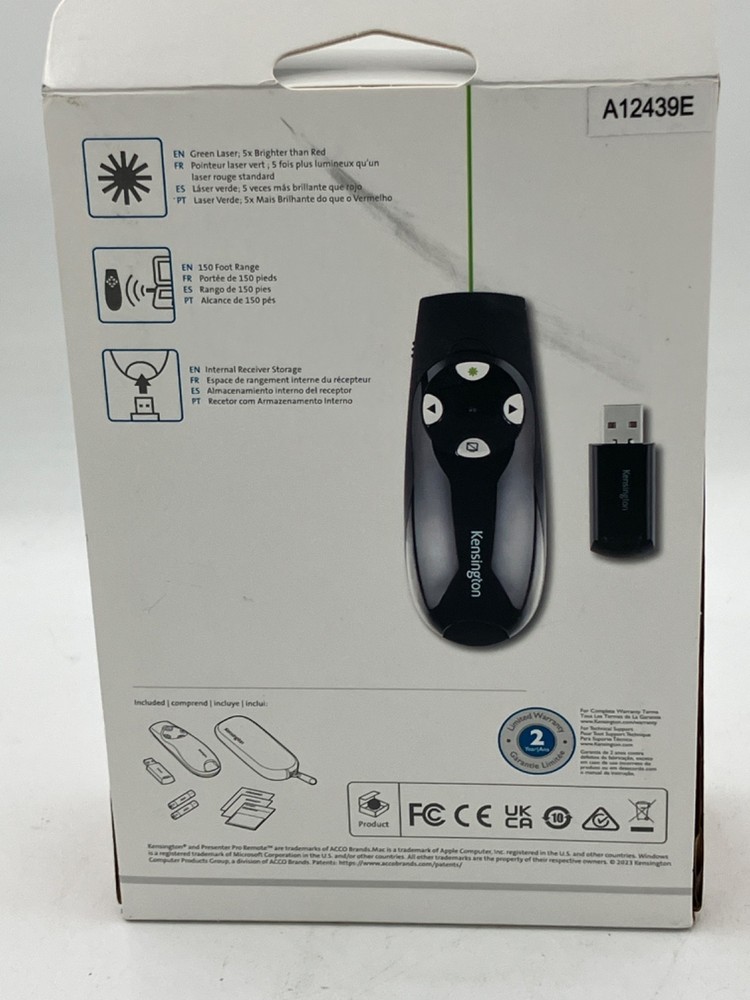 NEW Kensington Presenter Expert Wireless Cursor Control Green Laser Windows Mac