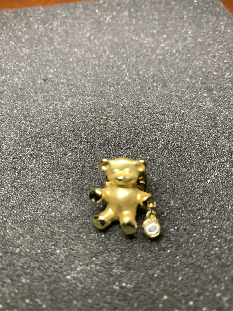 Giusti Goldtone Matte Bear Tack Pin Dangle Sparkle