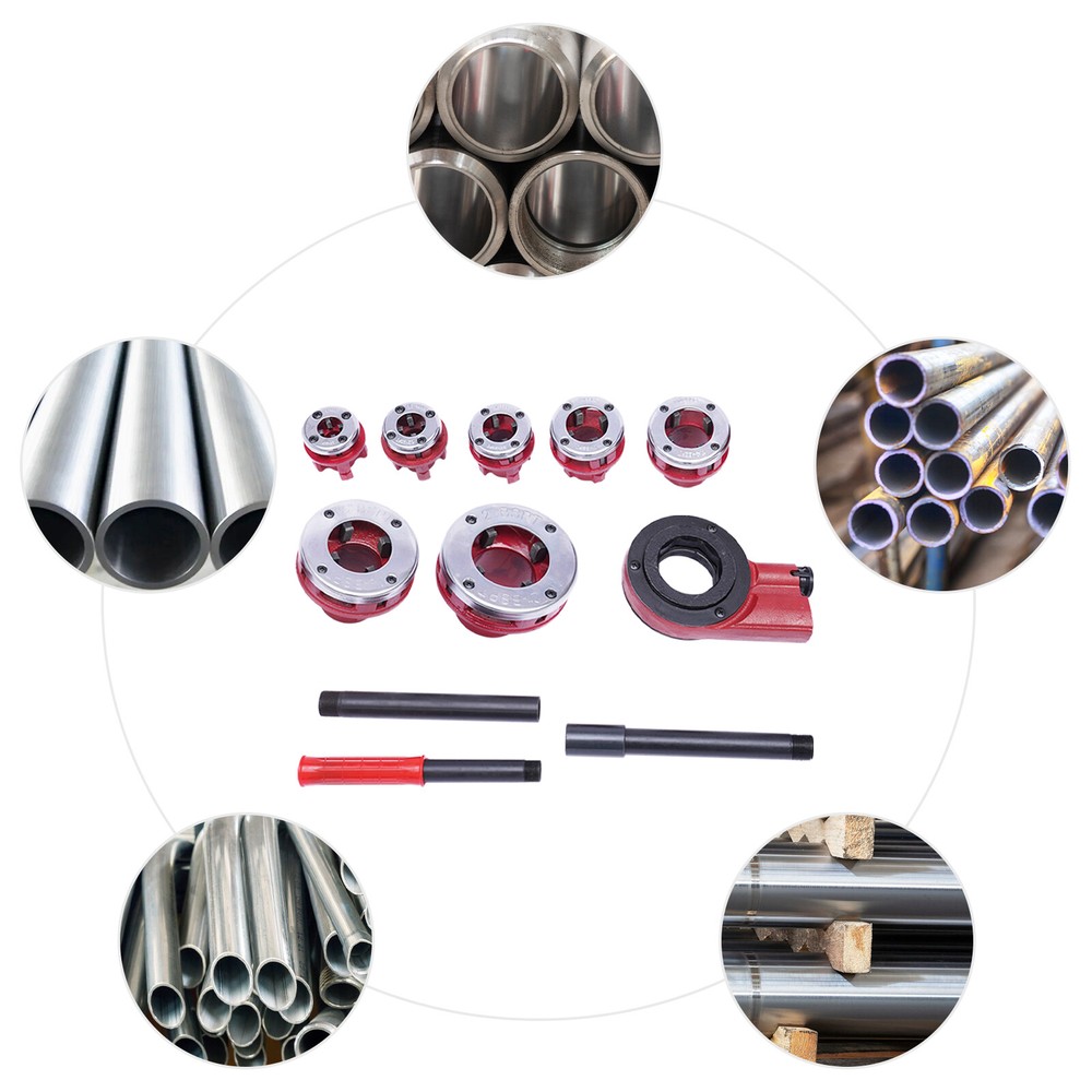 7 Size Pipe Threader Kit Pipe Thread Cutter Tap Bar Head Pipe Die Threading Sets